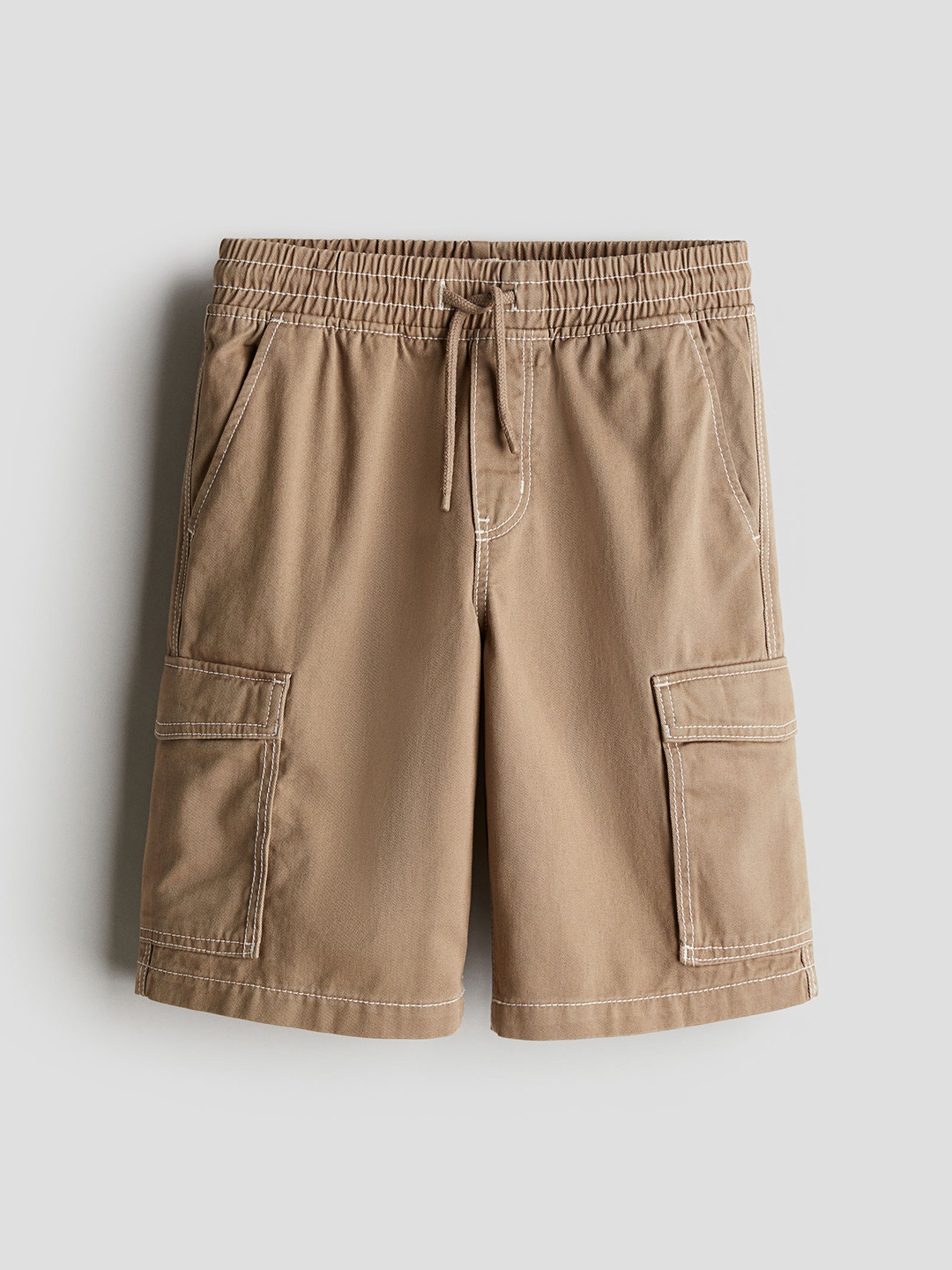

H&M Boys Pure Cotton Twill Cargo Shorts, Beige