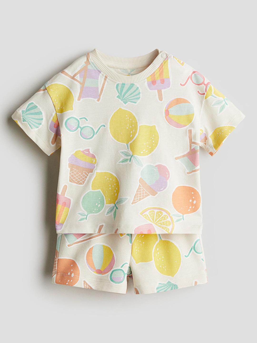 

H&M Boys Pure Cotton 2-Piece Top And Shorts Set, White