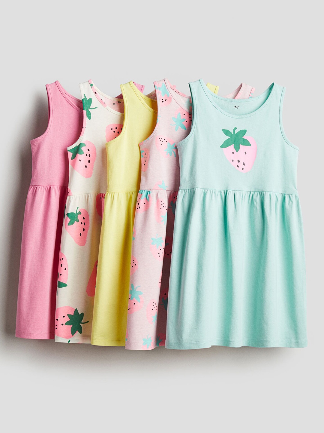

H&M Girls 5-Pack Cotton Jersey Dresses, Pink