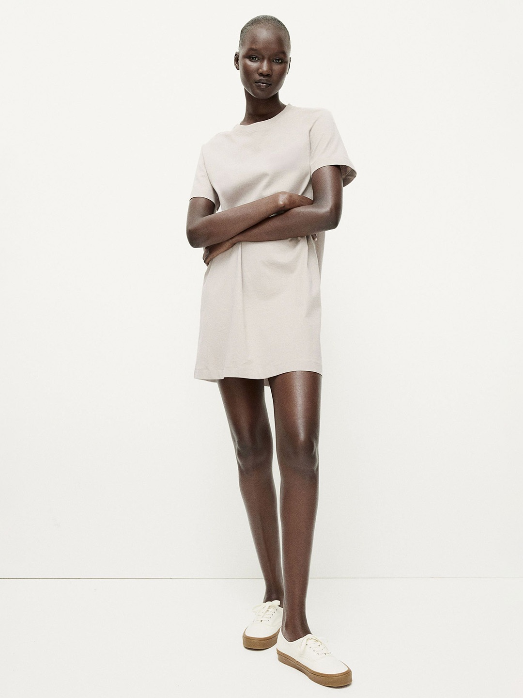 

H&M Cotton T-shirt Dress, Beige