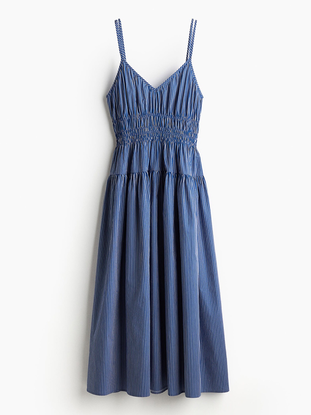 

H&M Women Smocked-Waist Cotton Dress, Blue