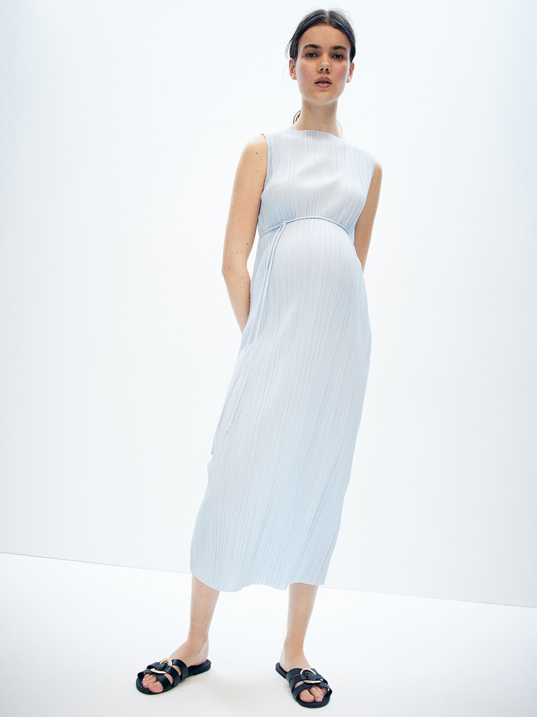 

H&M MAMA Plisse Dress, Blue