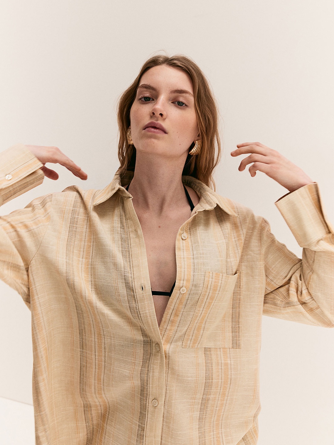 

H&M Linen-Blend Shirt, Beige