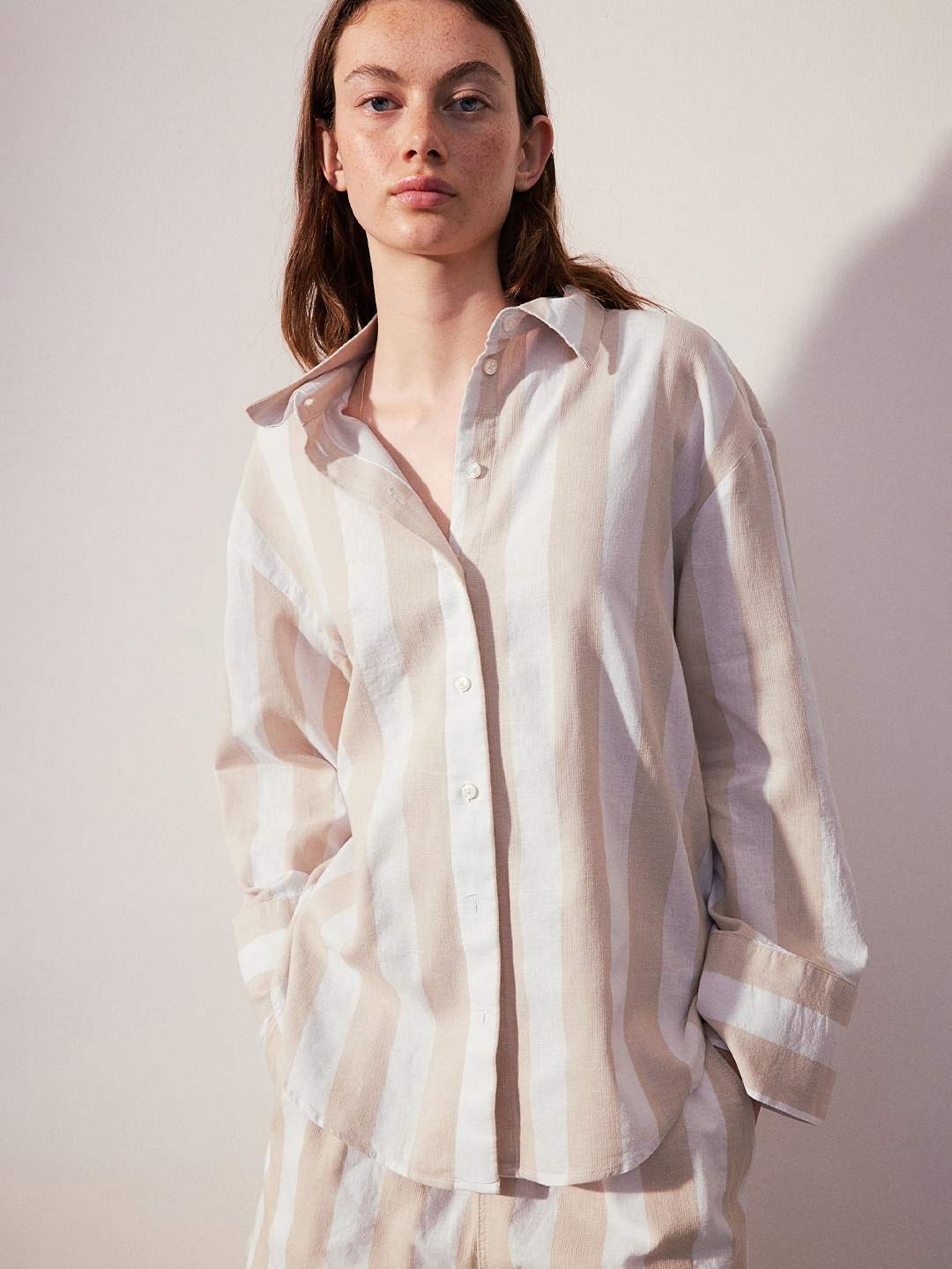 

H&M Linen-Blend Shirt, Beige