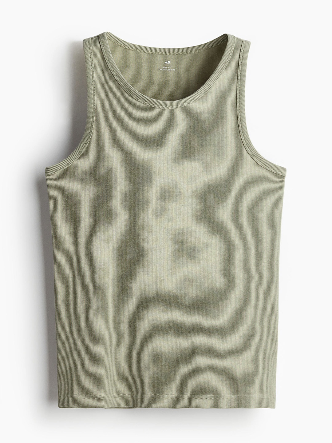 

H&M Men Slim Fit Ribbed Vest Top, Green