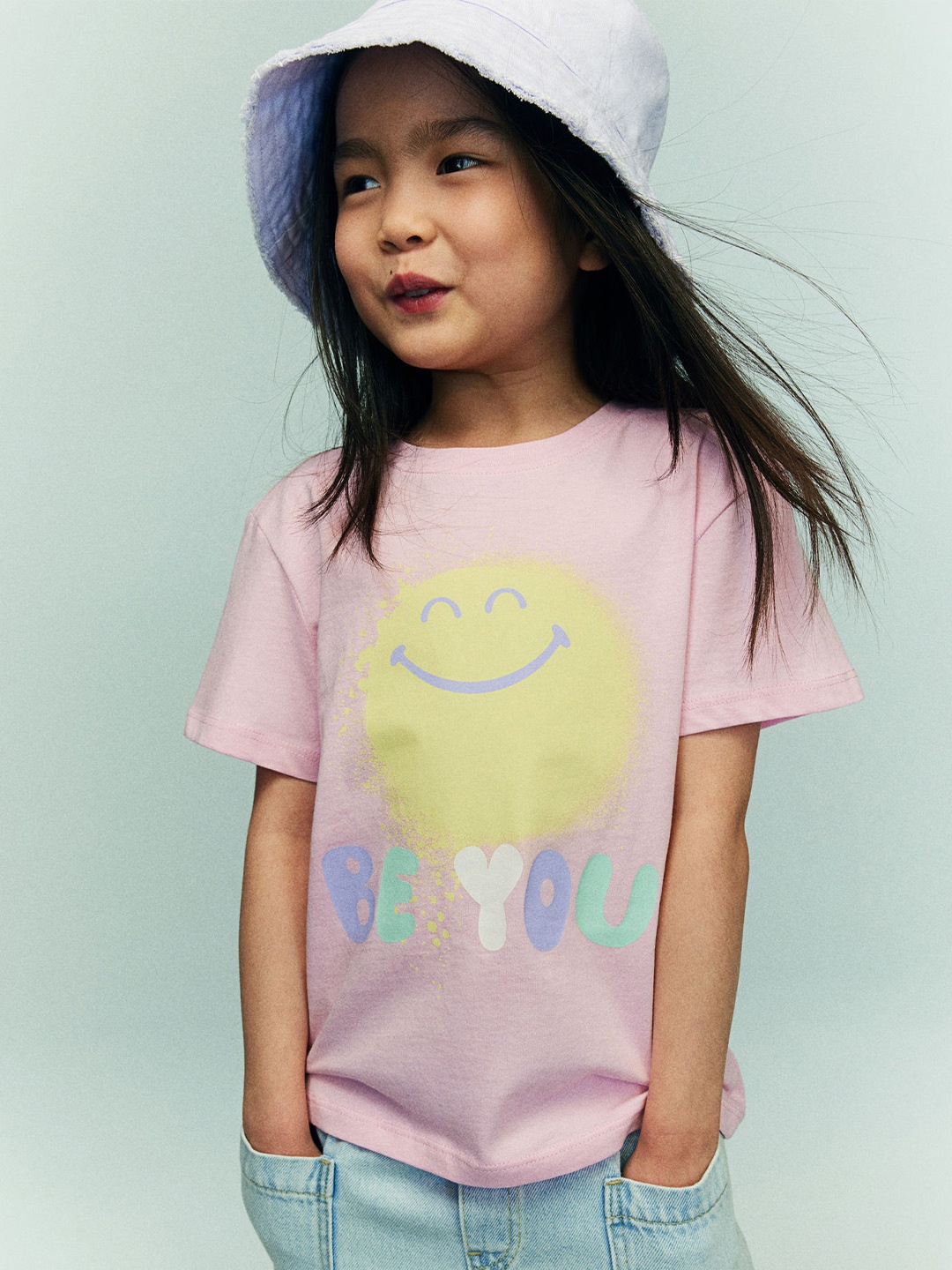 

H&M Girls Pure Cotton Printed T-shirt, Pink