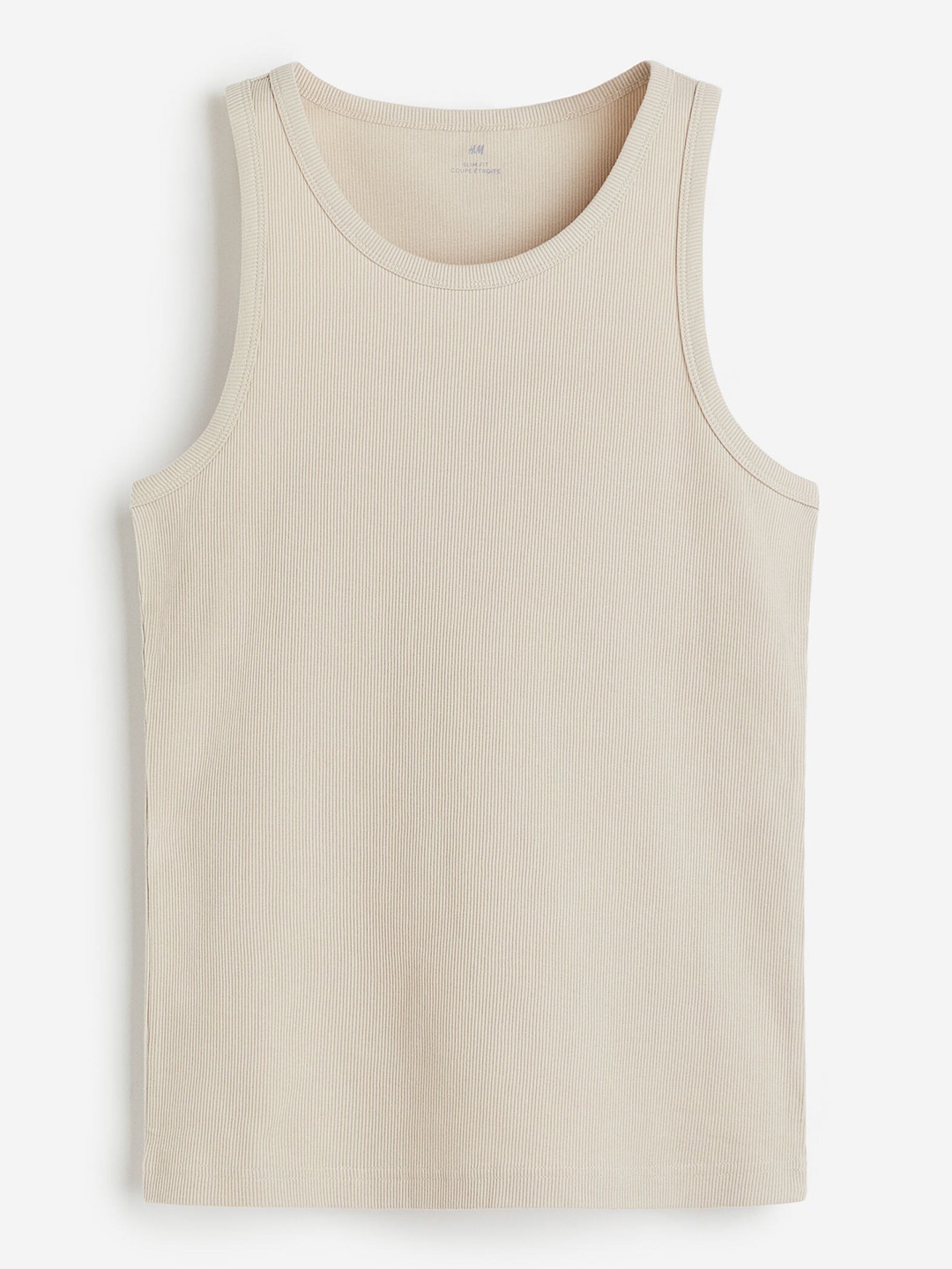 

H&M Men Slim Fit Ribbed Vest Top, Beige