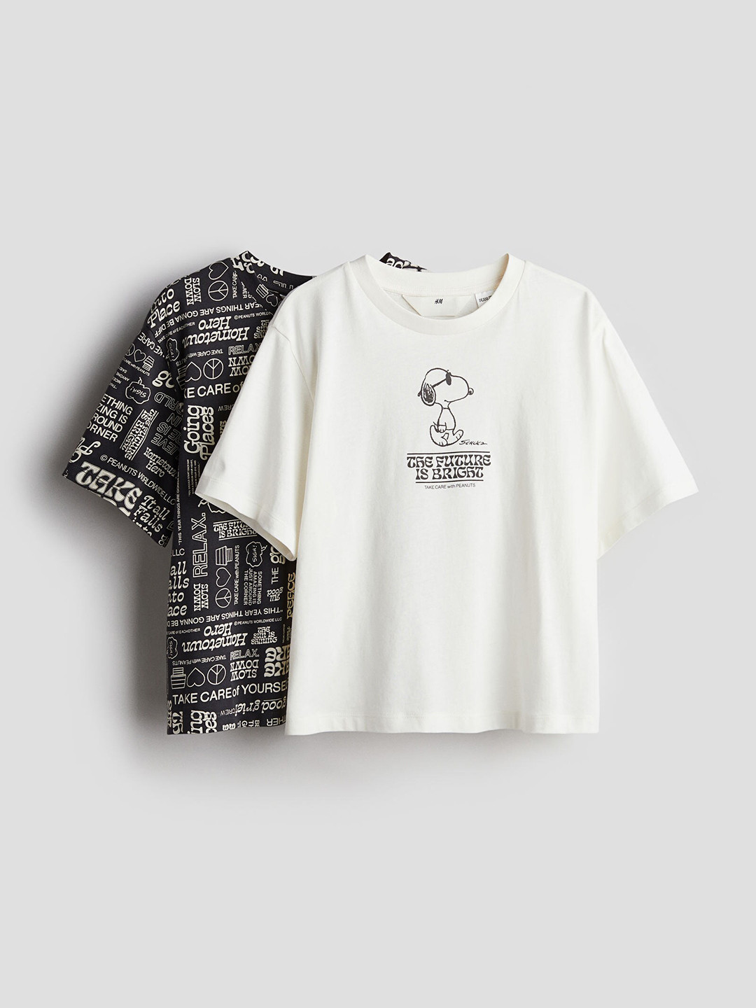 

H&M Girls Pure Cotton 2-Pack Printed T-shirts, White