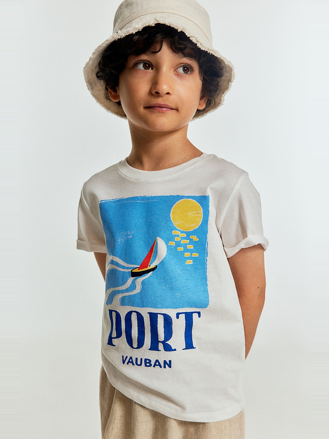 

H&M Boys Pure Cotton Printed T-shirt, White