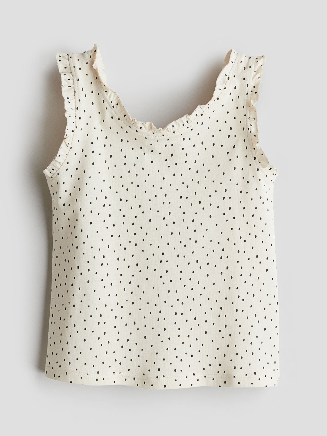 

H&M Girls Pure Cotton Frill-Trimmed Vest Top, White