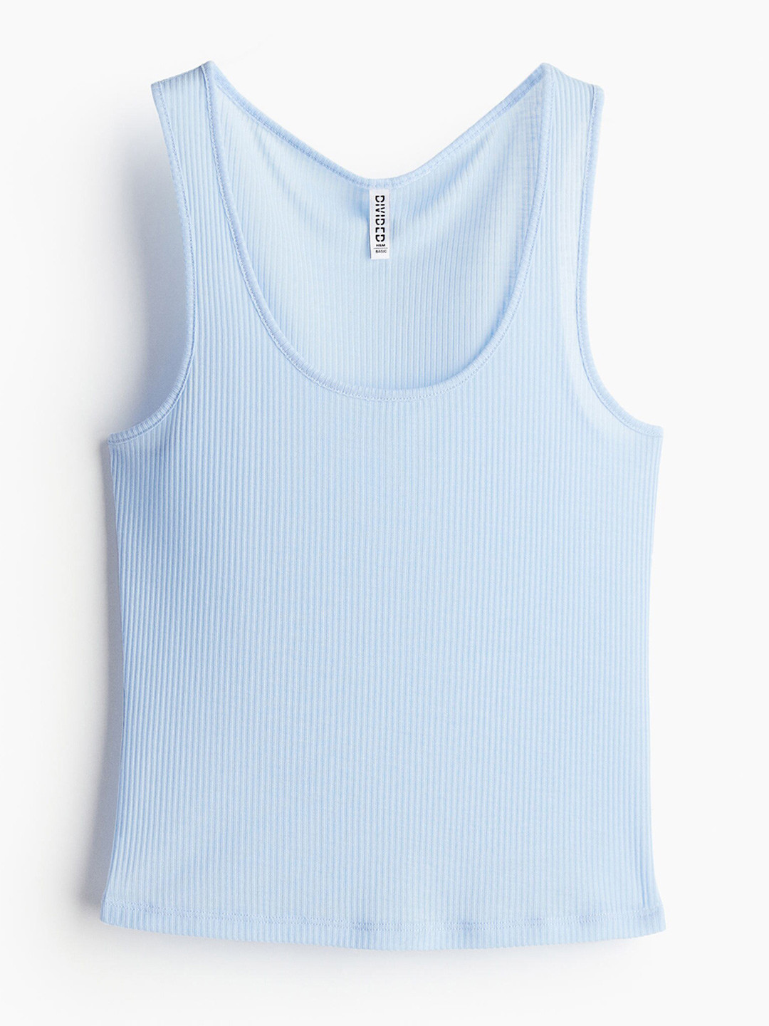 

H&M Women Sheer Ribbed Vest Top, Blue