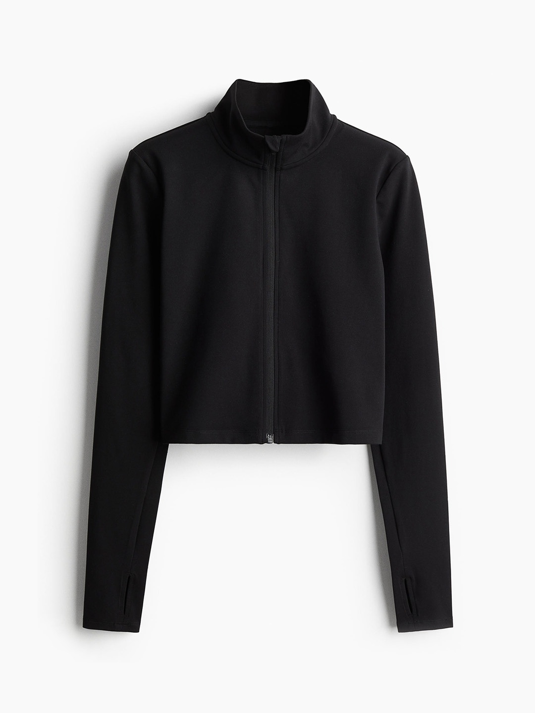 

H&M Women DryMove Cropped Zip-Through Sports Jacket, Black