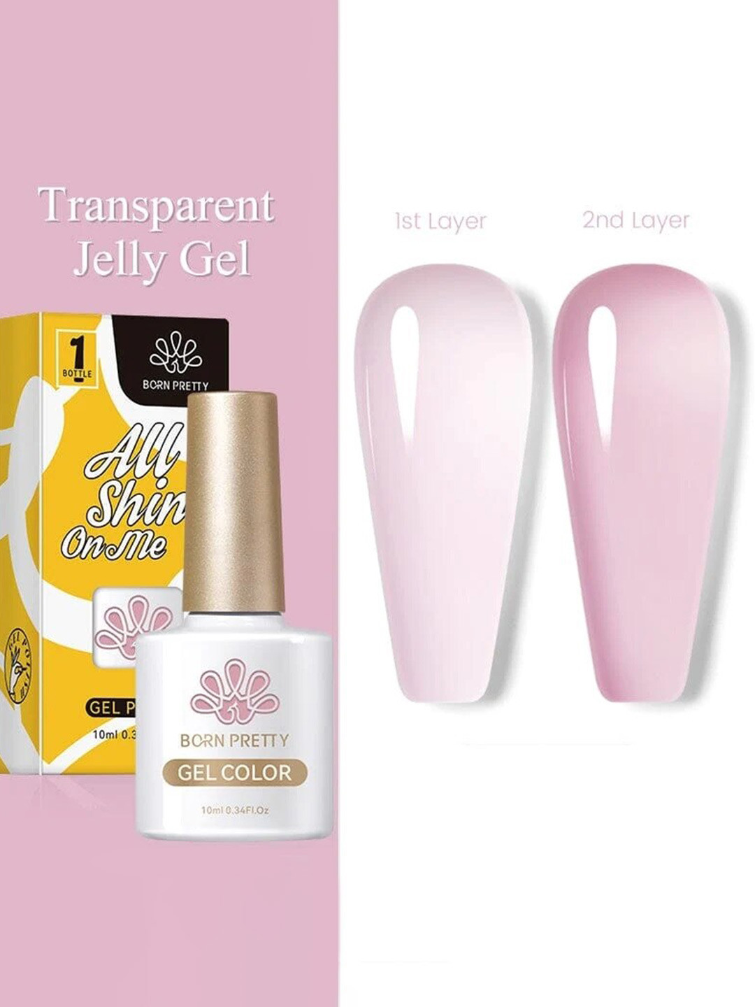 

BORN PRETTY Jelly Nude Gel Nail Polish Nail Gel Soak Off Varnish -10ml- JN04