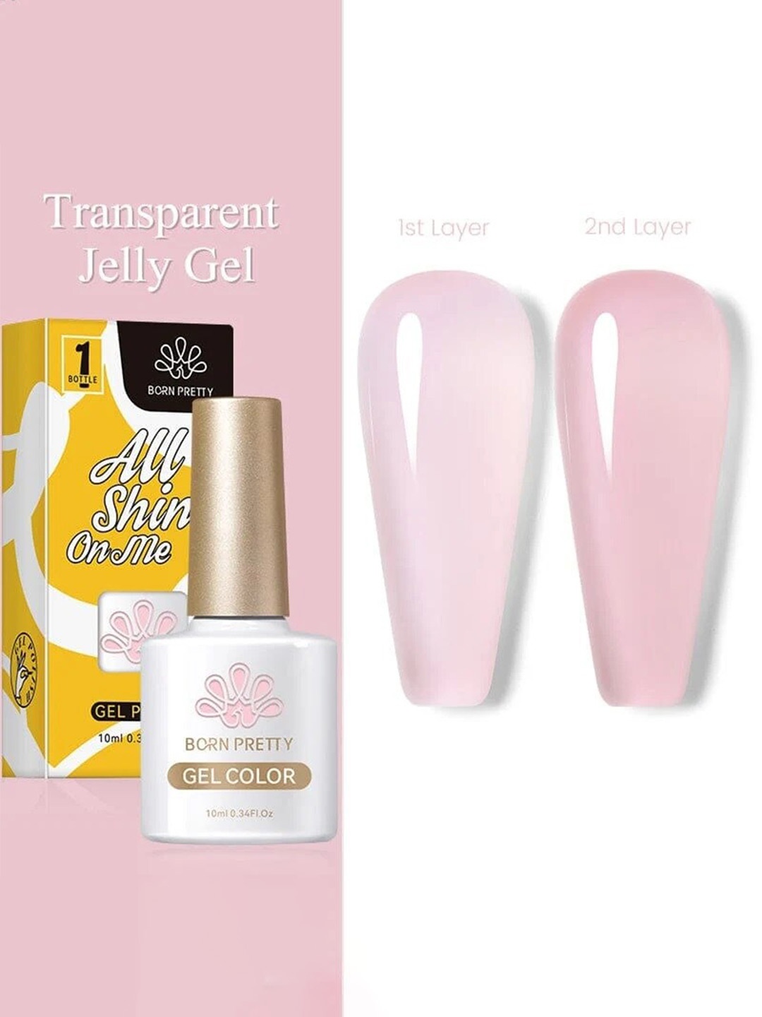 

BORN PRETTY Jelly Nude Gel Nail Polish Nail Gel Soak Off Varnish -10ml- JN03