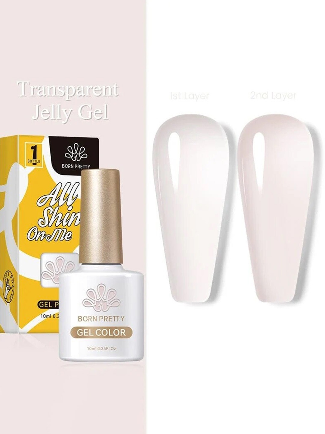 

BORN PRETTY All Shine On Me Soak Off Gel Nail Polish - 10ml - JN02, Nude