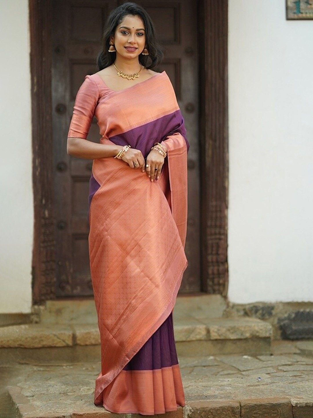 

HOLLYBEE TELLS Ethnic Woven Design Zari Pure Silk Paithani Saree, Blue