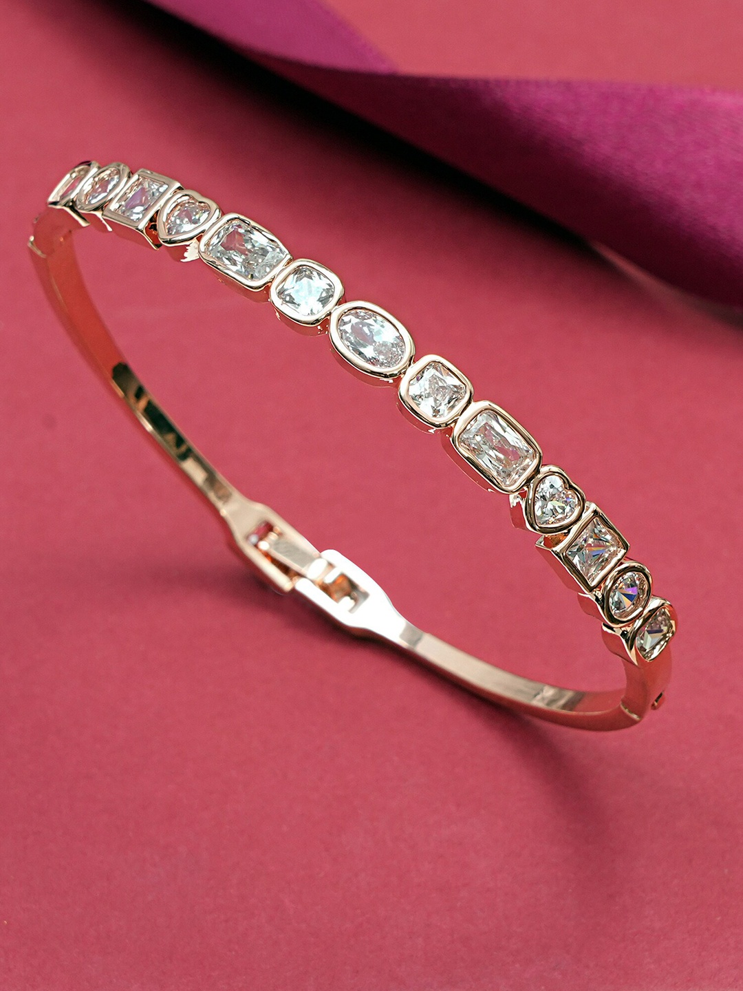 

Designbox Alloy Stone Studded Kada Bracelet, Rose gold
