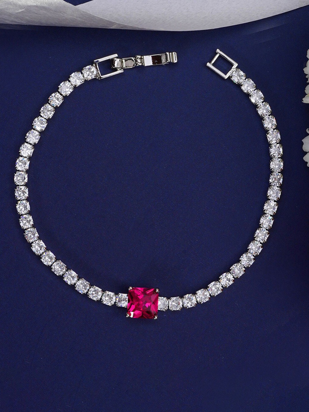 

Designbox Silver-Plated Cubic Zirconia Tennis Wraparound Bracelet