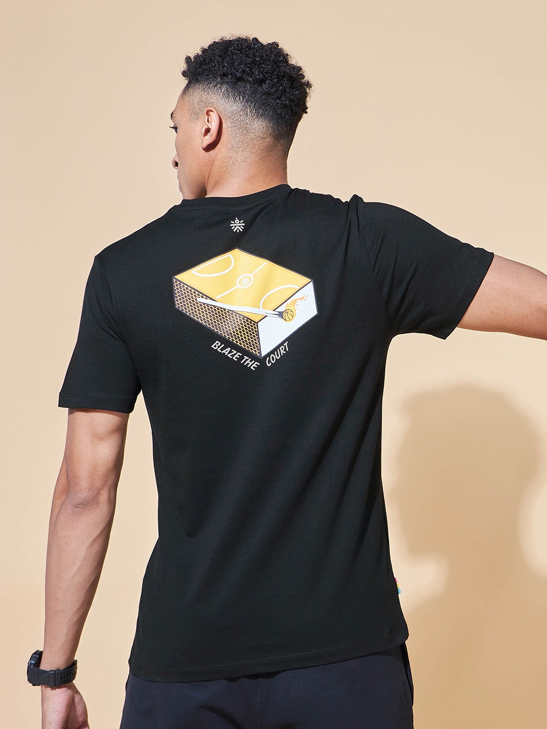 

CULT Blaze The Court Printed Pure Cotton T-Shirt, Black