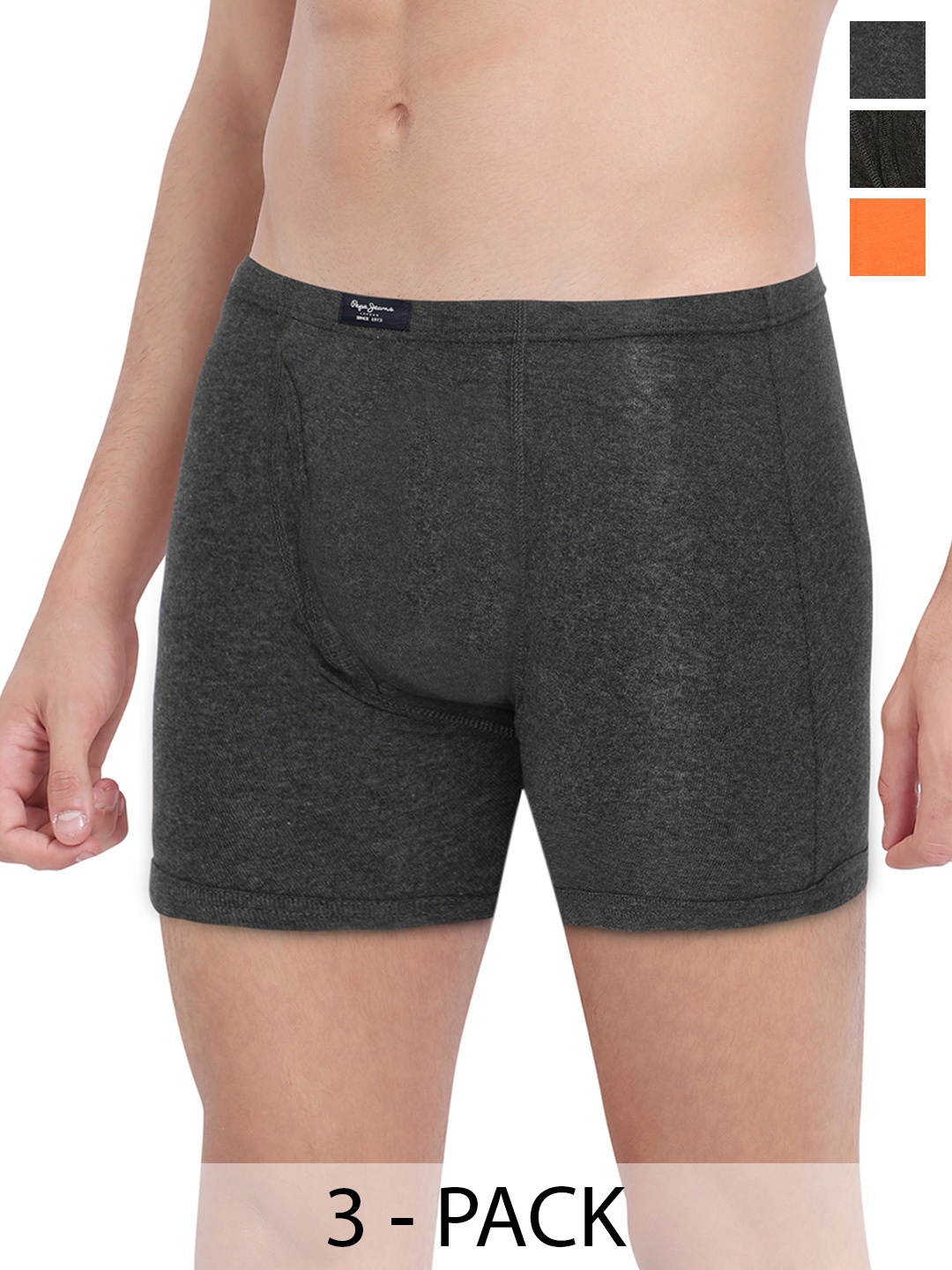 

Pepe Jeans Pack Of 3 Mid-Rise Trunks 8937045-1-8937021, Charcoal