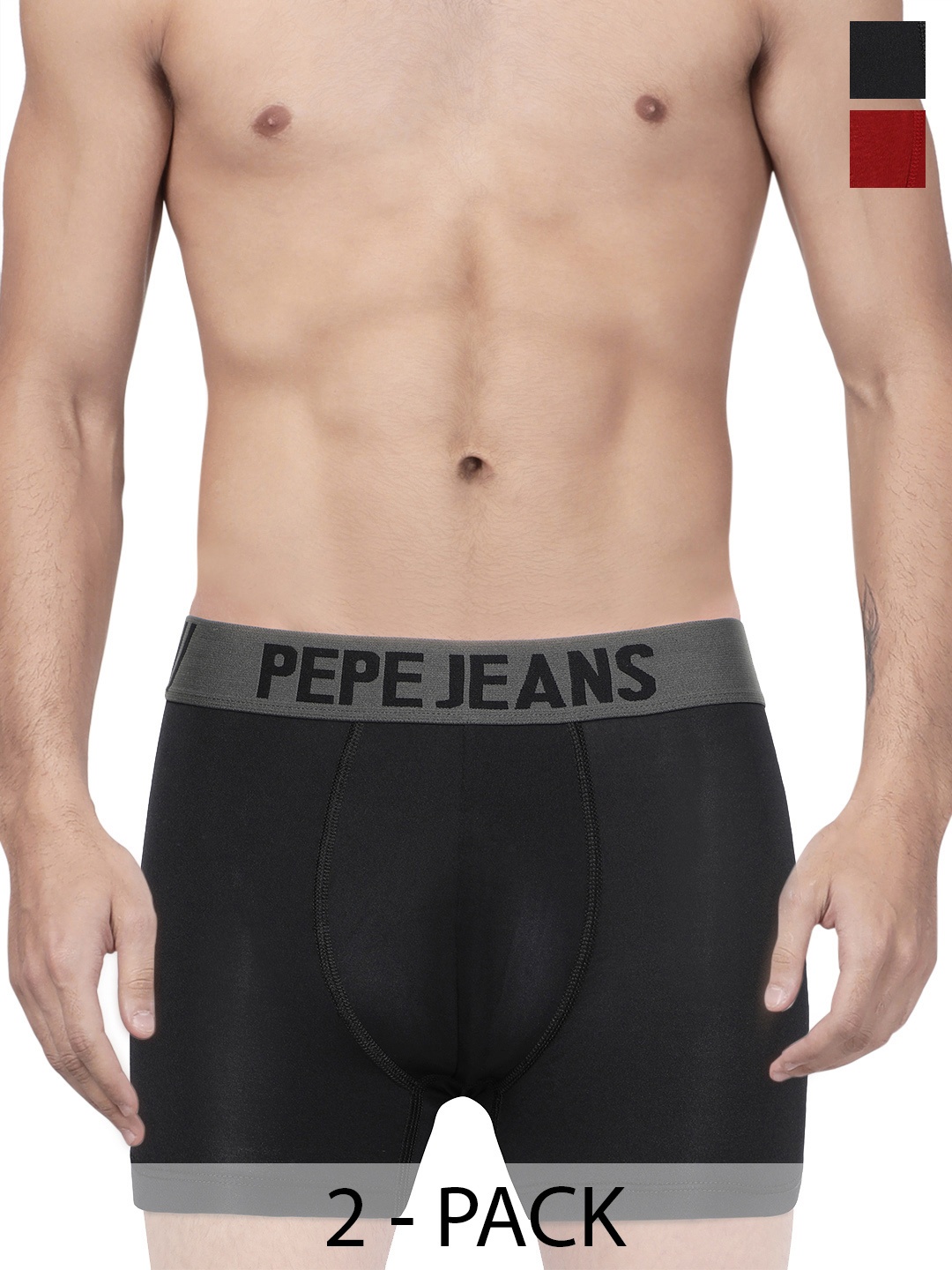 

Pepe Jeans Pack Of 2 Mid-Rise Trunks 8937115-1-8937023, Black
