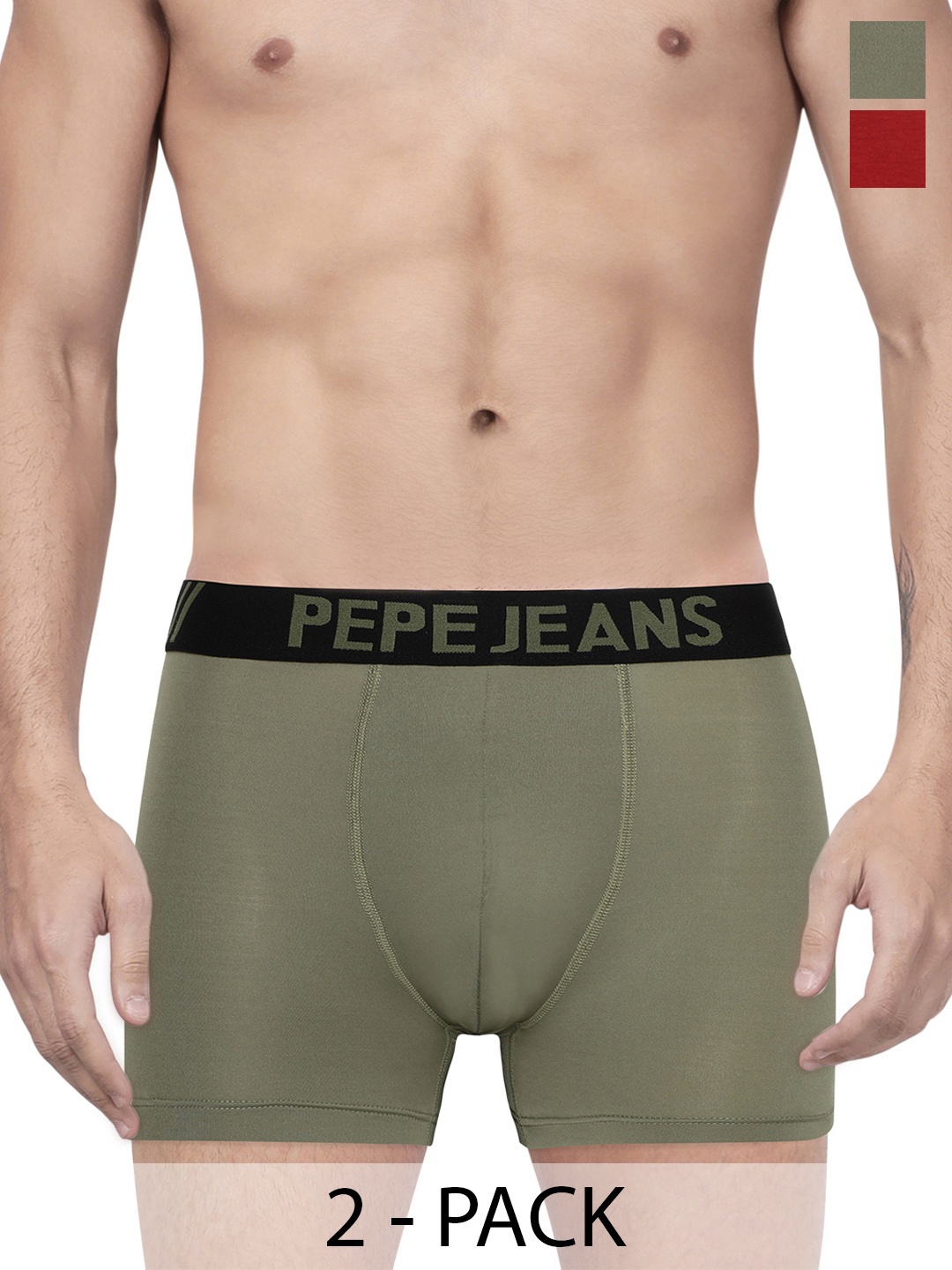 

Pepe Jeans Pack Of 2 Mid-Rise Trunks 8937073-1-8937057, Olive