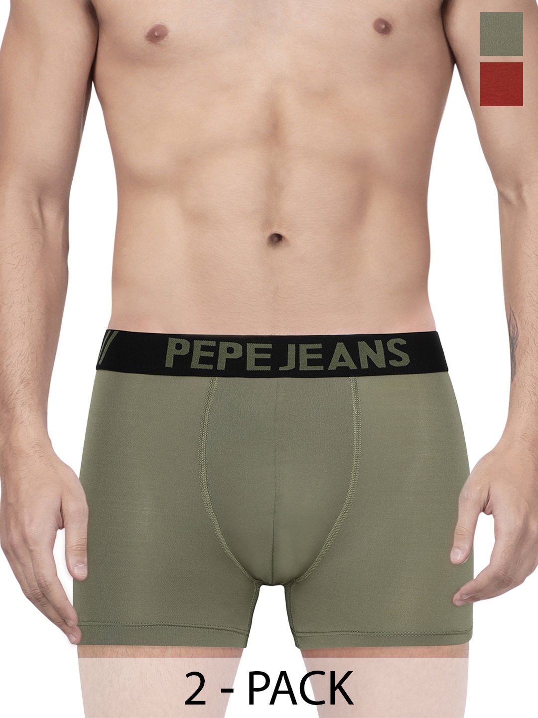 

Pepe Jeans Pack Of 2 Mid-Rise Trunks 8937057-1-8937099, Olive