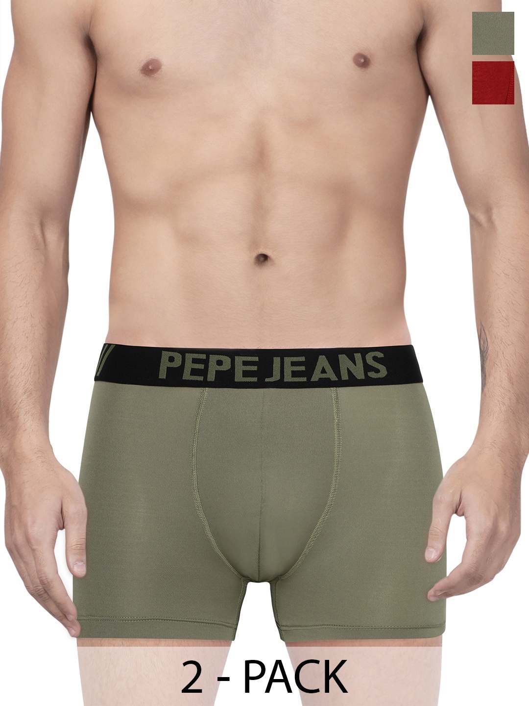 

Pepe Jeans Pack Of 2 Mid-Rise Trunks 8937115-1-8937057, Olive