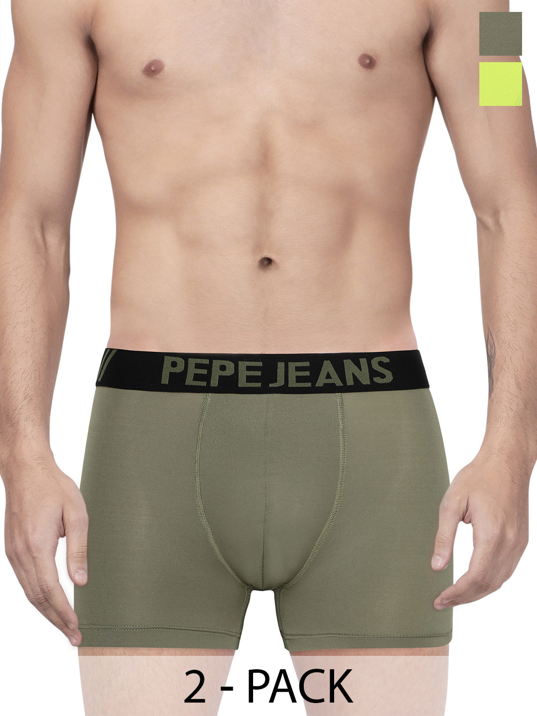 

Pepe Jeans Pack Of 2 Mid-Rise Trunks 8937057-1-8937203, Olive