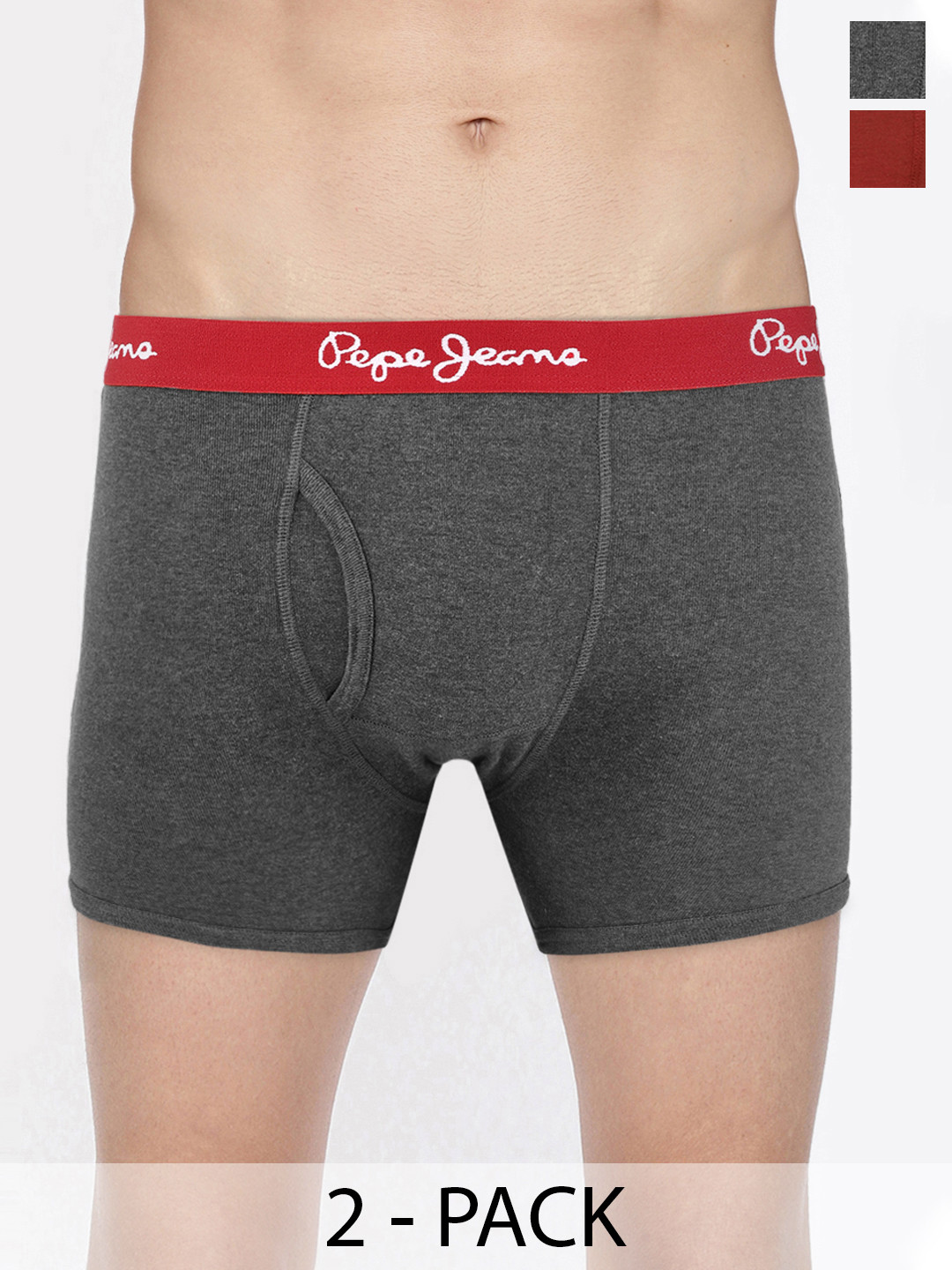 

Pepe Jeans Pack Of 2 Mid-Rise Trunks 8937099-1-8937103, Charcoal