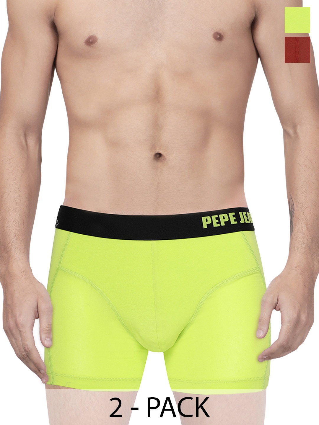 

Pepe Jeans Pack Of 2 Mid-Rise Trunks 8937099-1-8937203, Fluorescent green