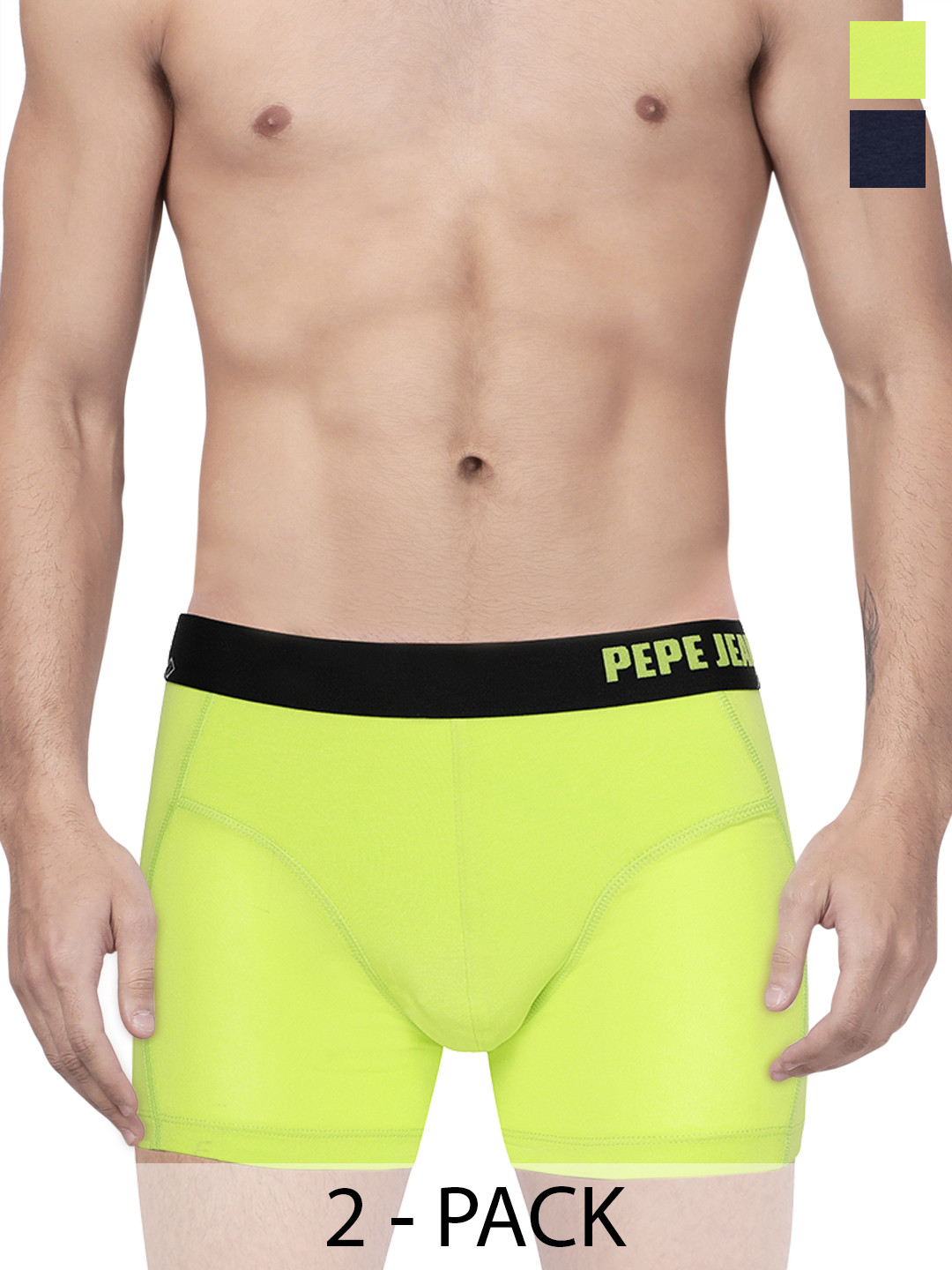 

Pepe Jeans Pack Of 2 Mid-Rise Trunks 8937203-1-8937165, Fluorescent green