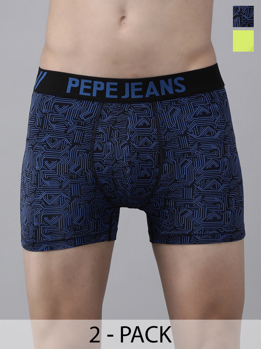 

Pepe Jeans Pack Of 2 Mid-Rise Printed Trunks 8937203-1-15102714, Black