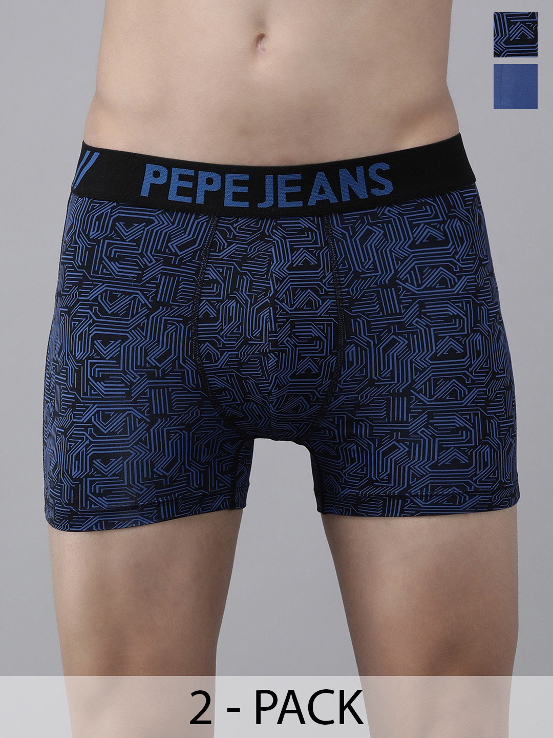 

Pepe Jeans Pack Of 2 Mid-Rise Printed Trunks 8937215-1-15102714, Black