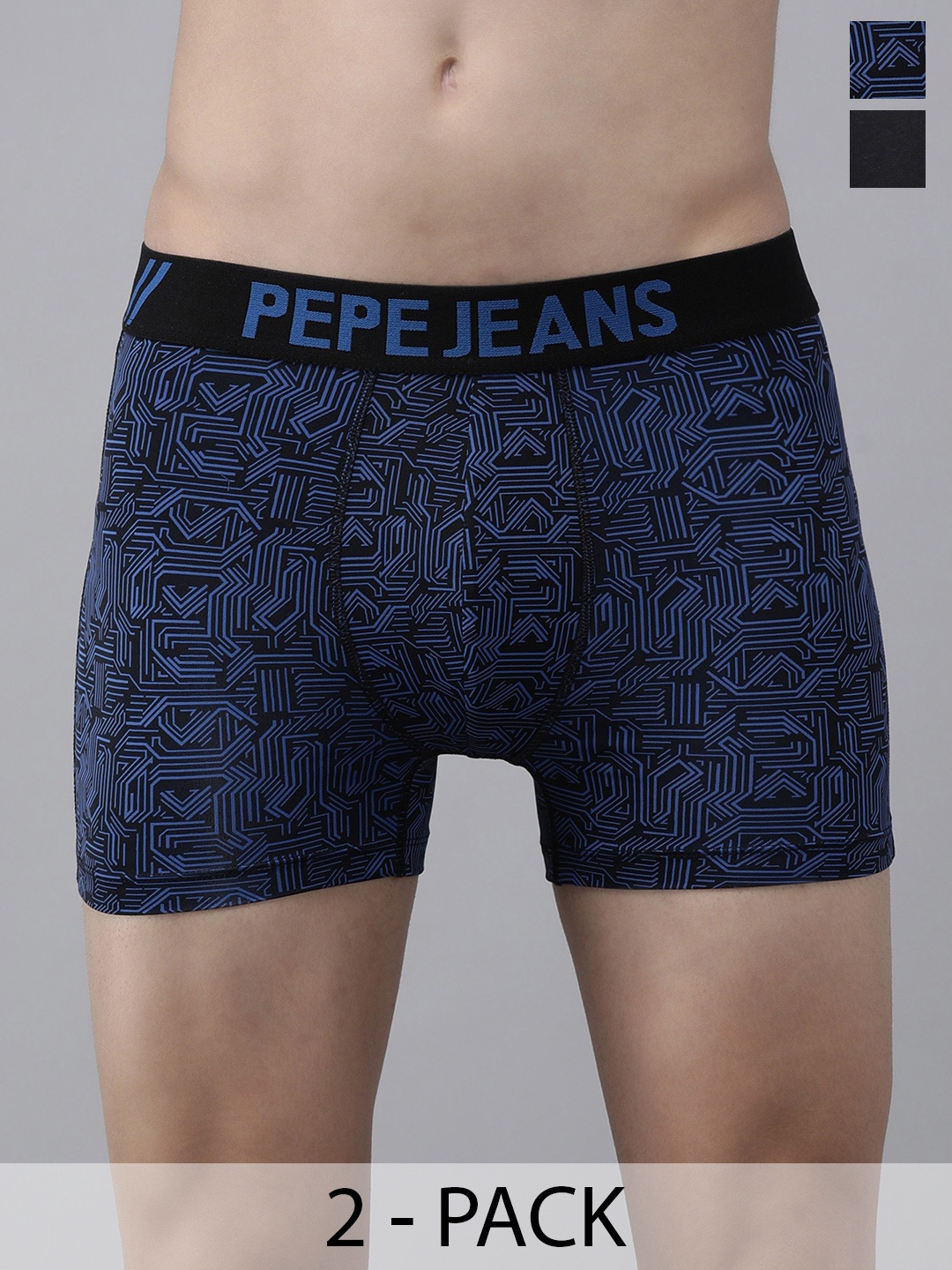 

Pepe Jeans Pack Of 2 Mid-Rise Printed Trunks 14179484-1-15102714, Black