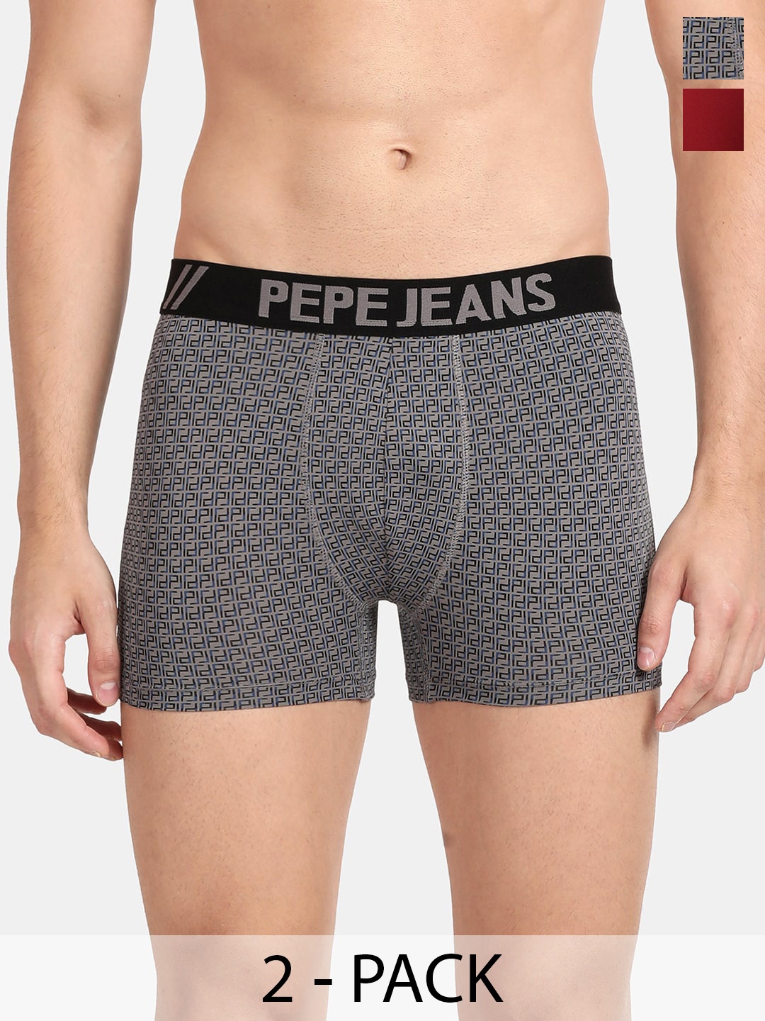 

Pepe Jeans Pack Of 2 Mid-Rise Printed Trunks 15102720-1-17871842, Olive