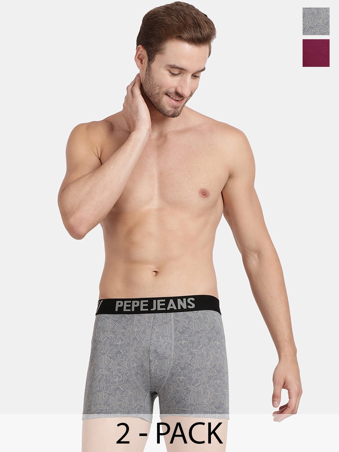 

Pepe Jeans Pack Of 2 Mid-Rise Trunks 17871834-1-17299534, Blue