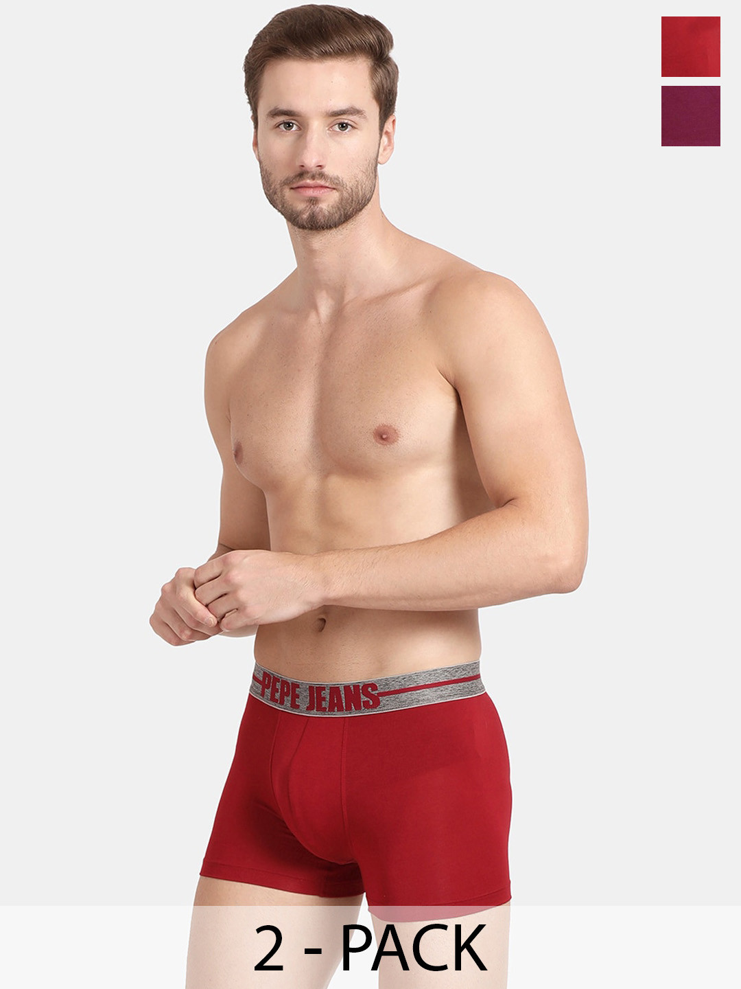 

Pepe Jeans Pack Of 2 Mid-Rise Trunks 17871864-1-17299534, Red