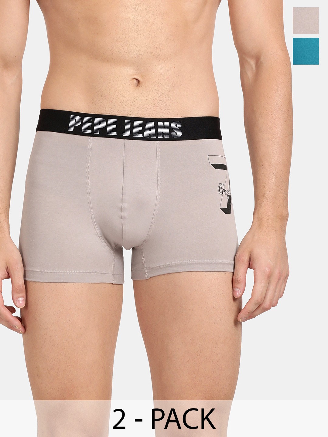 

Pepe Jeans Pack Of 2 Mid-Rise Trunks 17299544-1-17299542, Grey