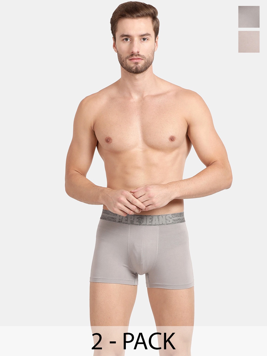 

Pepe Jeans Pack Of 2 Mid-Rise Trunks 17299544-1-17871856, Grey