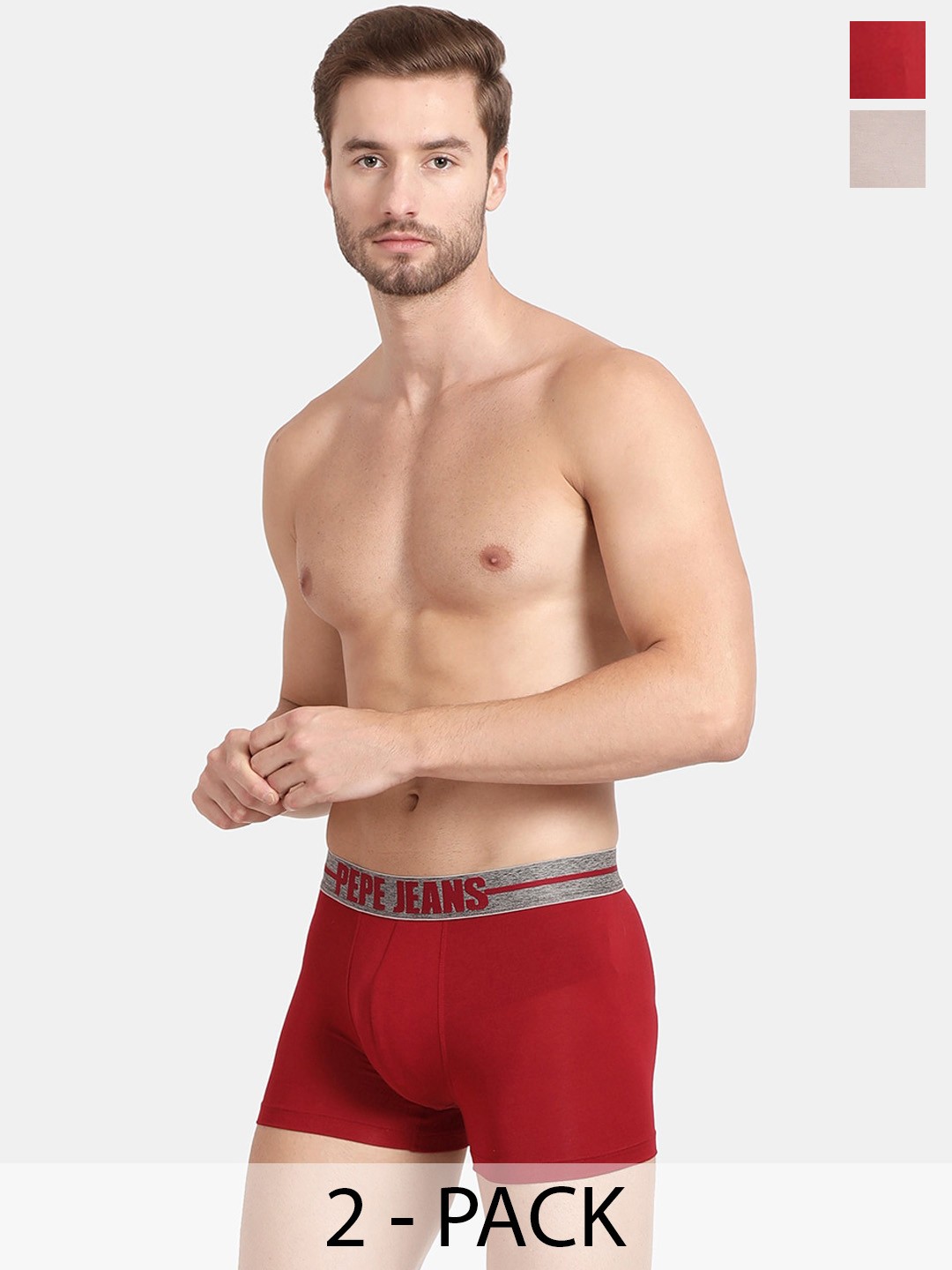 

Pepe Jeans Pack Of 2 Mid-Rise Trunks 17871864-1-17299544, Red
