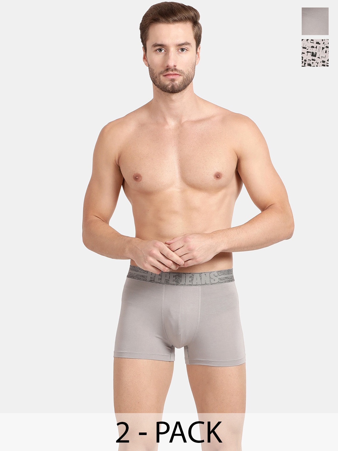 

Pepe Jeans Pack Of 2 Mid-Rise Trunks 17871856-1-18532506, Grey
