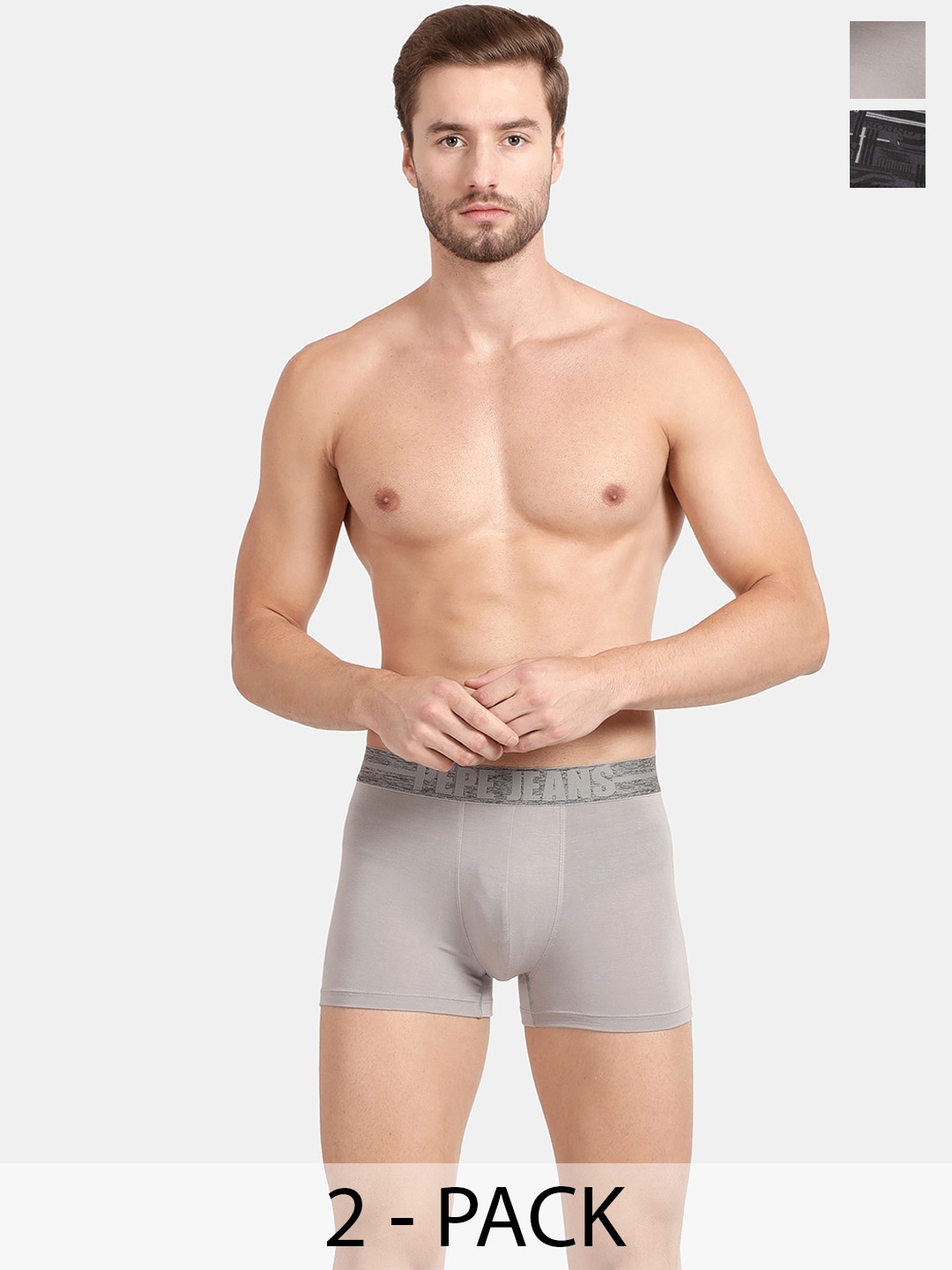 

Pepe Jeans Pack Of 2 Mid-Rise Trunks 17871856-1-18532514, Grey
