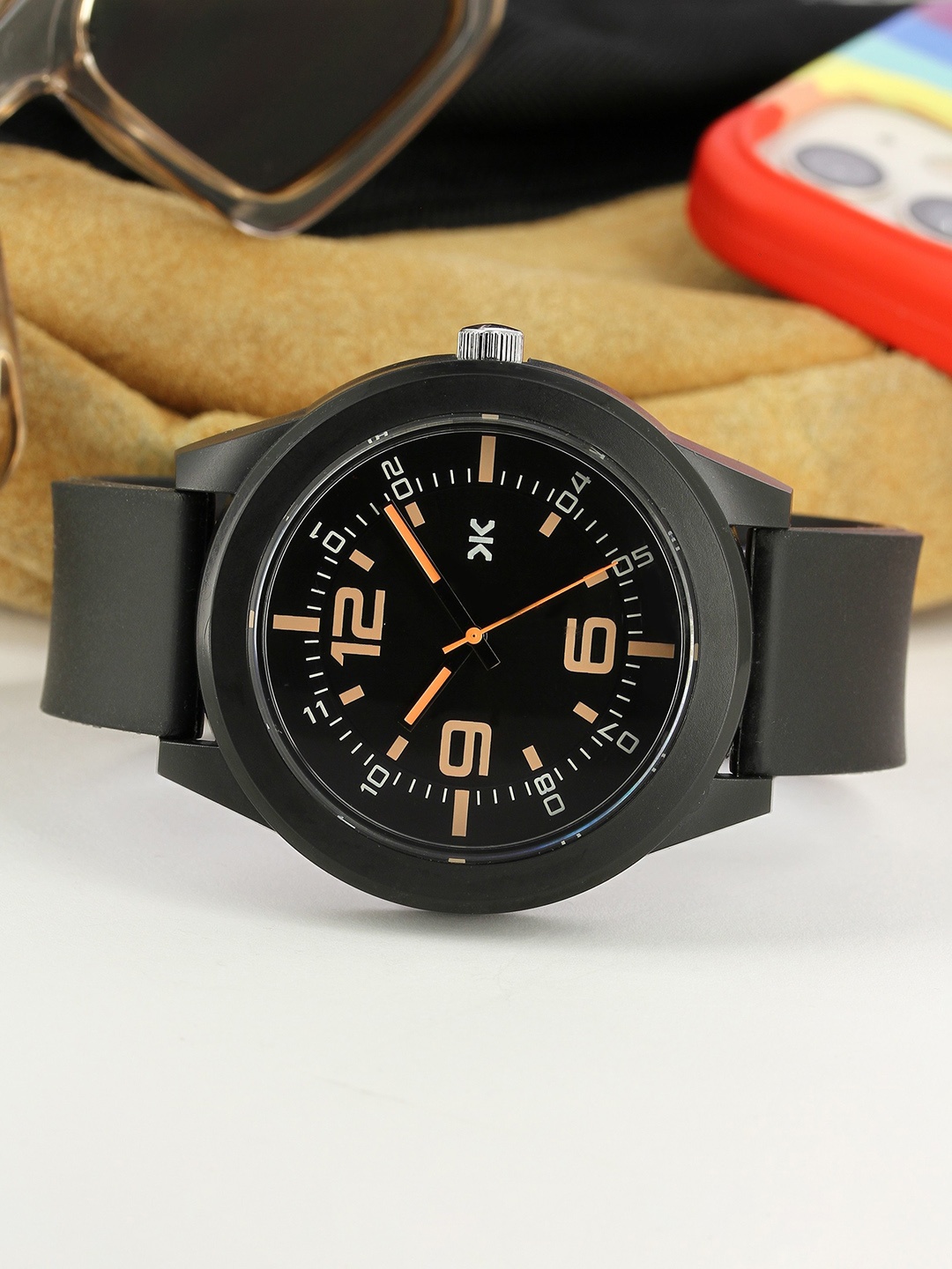 

Killer Men Round Textured Bracelet Style Straps Analogue Watch KLMO21A, Black