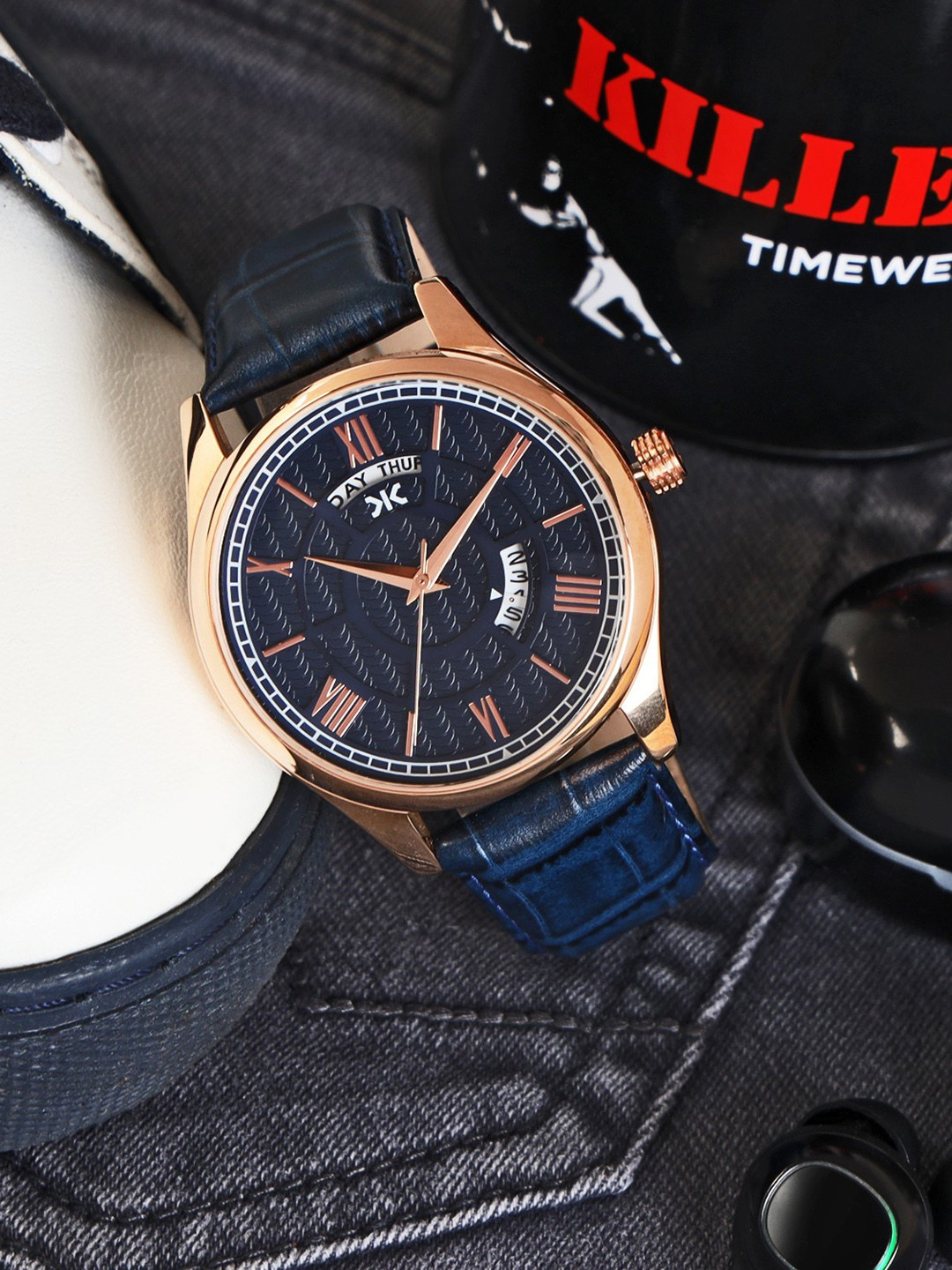 

Killer Men Dial & Leather Straps Analogue Watch KLMO76F, Blue