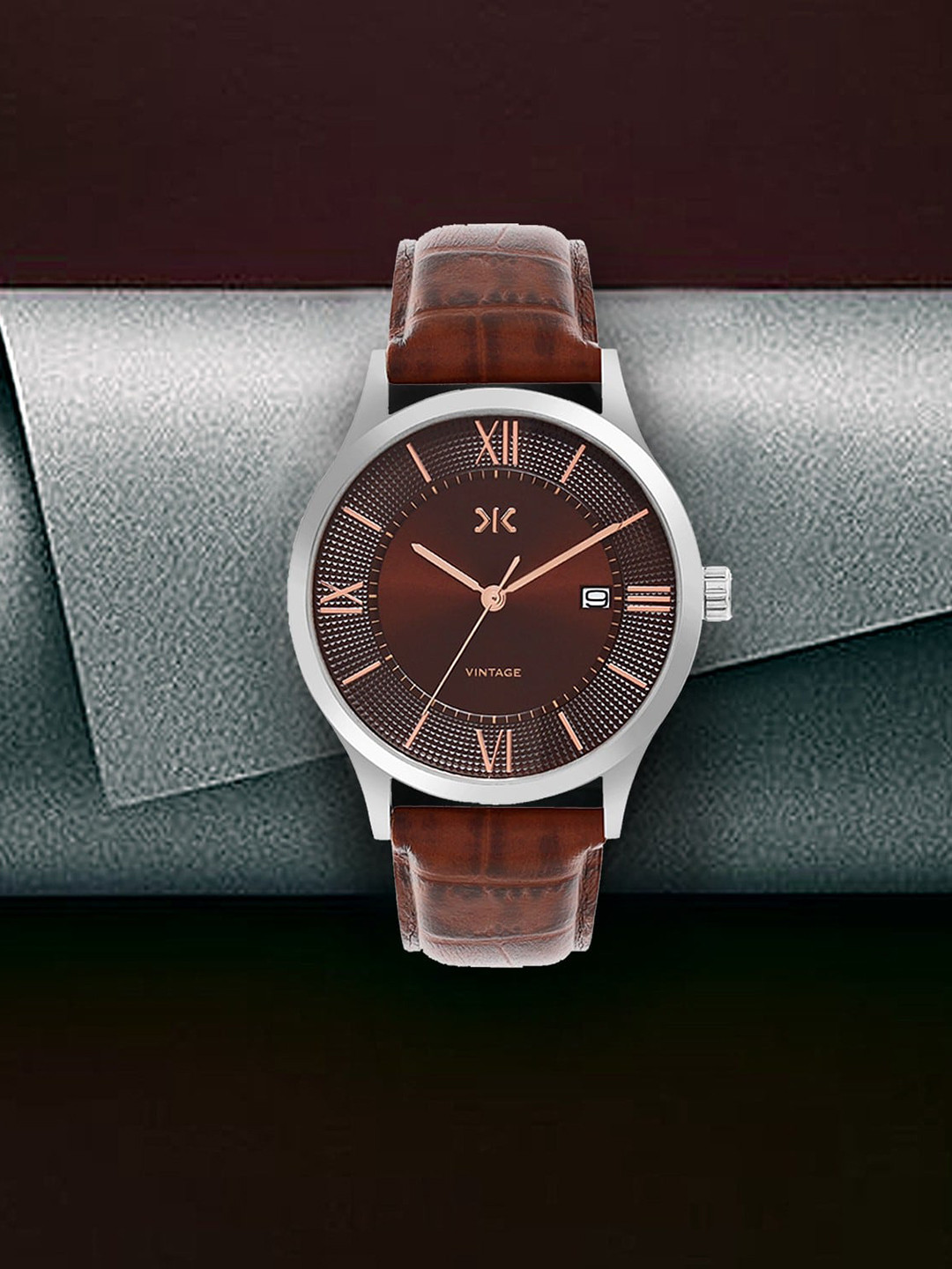 

Killer Men Dial & Leather Bracelet Style Straps Analogue Watch KLMO75J, Brown