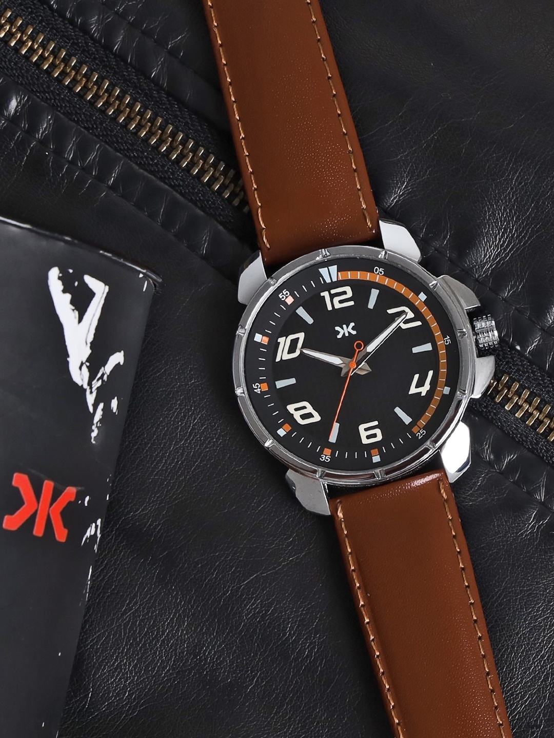 

Killer Men Patterned Dial & Leather Straps Analogue Watch KLMO65B, Brown