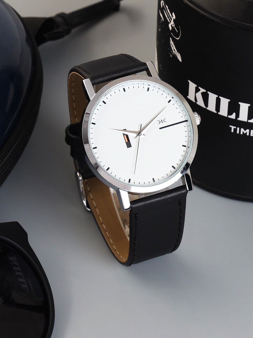 

Killer Men Dial & Leather Bracelet Style Straps Analogue Watch KLMO61A, Black