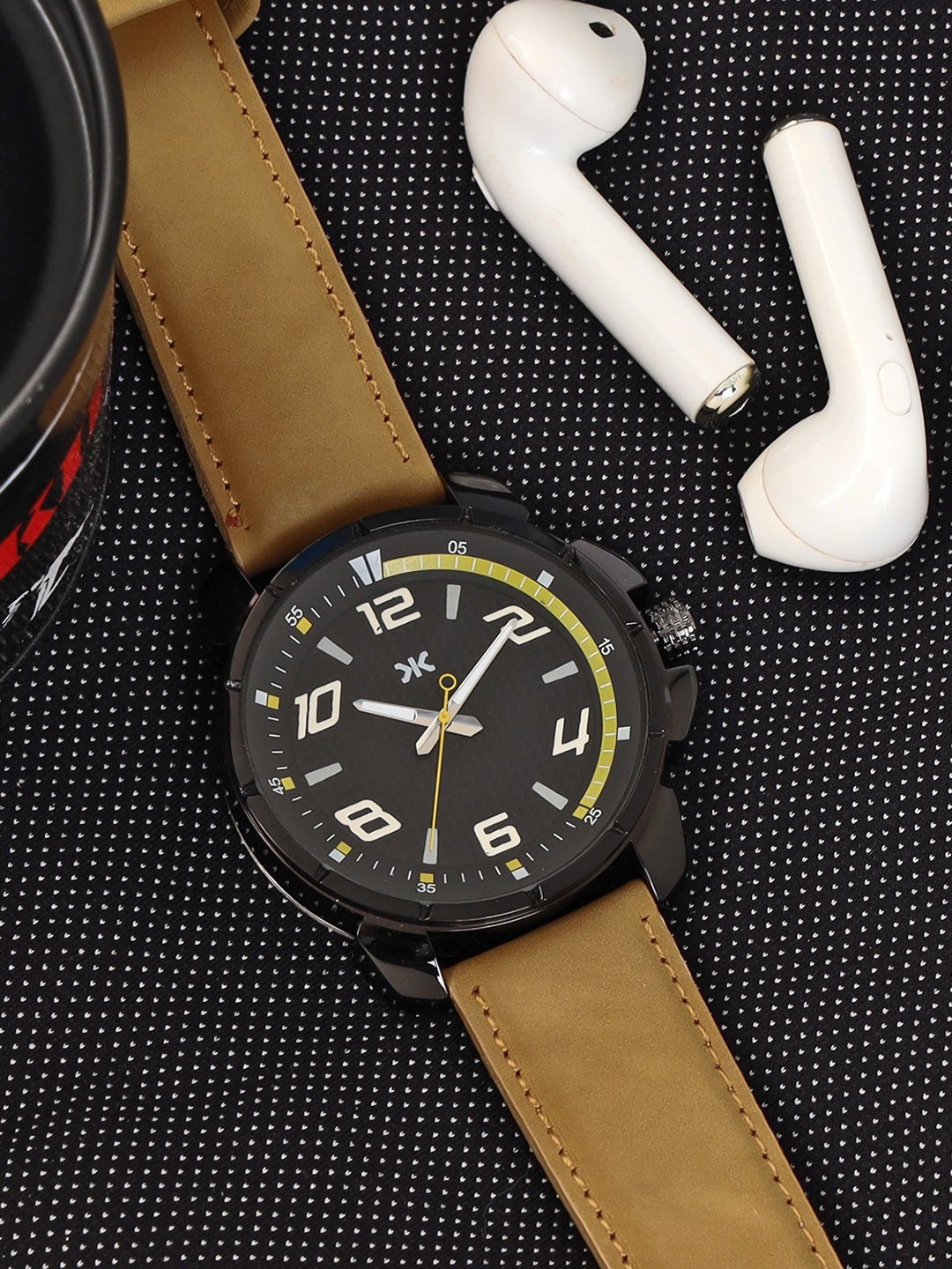 

Killer Men Patterned Dial & Leather Bracelet Style Straps Analogue Watch KLMO65F, Brown