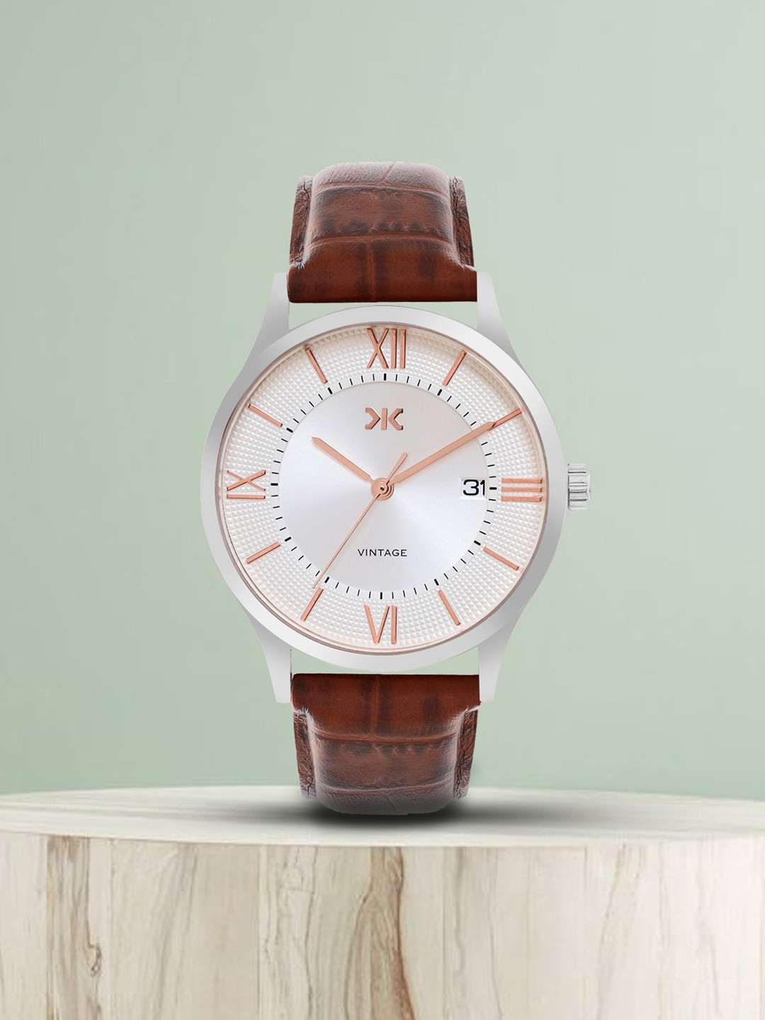 

Killer Men Dial & Leather Textured Straps Analogue Watch KLMO75H, Brown